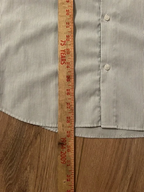 Calvin Klein Men's White and Black Stripe Dress Shirt with Contrast Collar/Cuffs - Picture 5 of 6
